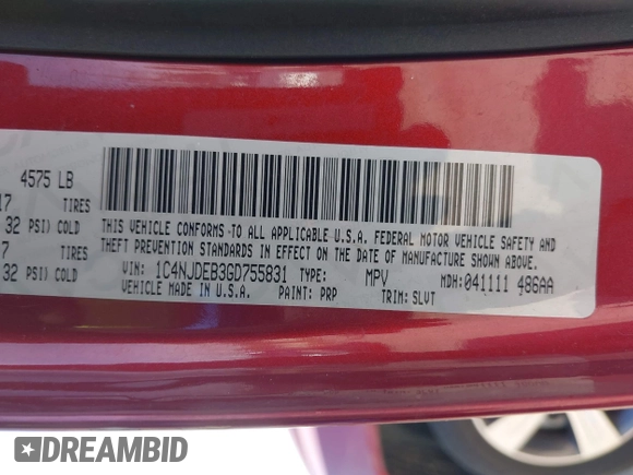 2016 Jeep Compass Latitude with VIN 1C4NJDEB3GD755831, listed as a IAAI auction lot 42222434 with 115,593 mi miles and . Bid and sale history available at DreamBid. Image 9.