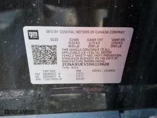 2022 Chevrolet Equinox LT with VIN 2GNAXUEV1N6119628, listed as a Copart auction lot 46064325 with 45,848 mi miles and Salvage Title. Bid and sale history available at carsss.com. Image 13.