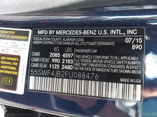 2015 Mercedes-Benz C-Class C 300 with VIN 55SWF4JB2FU088476, listed as a IAAI auction lot 41913454 with 145,179 mi miles. Bid and sale history available at carsss.com. Image 9.