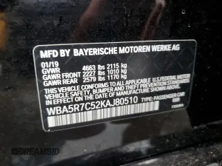 2019 BMW 3 Series 330i xDrive with VIN WBA5R7C52KAJ80510, listed as a Copart auction lot 46527915 with 0 mi miles and Non Repairable. Bid and sale history available at carsss.com. Image 13.