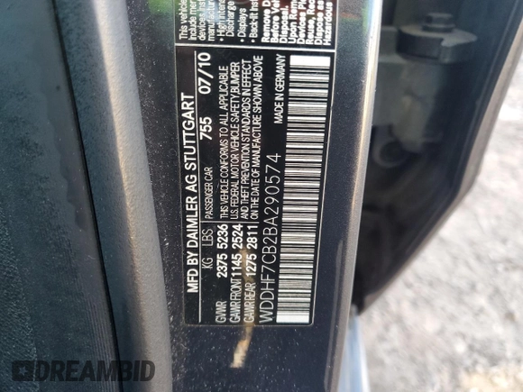2011 Mercedes-Benz E 550 Luxury with VIN WDDHF7CB2BA290574, listed as a Copart auction lot 89207705 with 93,797 mi miles and Salvage Title. Bid and sale history available at DreamBid. Image 12.