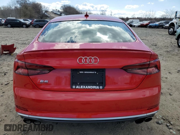2018 Audi S5 Sportback Prestige z VIN WAUC4CF5XJA052122, wystawiony jako Copart lot #50583025 z przebiegiem 63 286 mil mil oraz Szkoda całkowita • Salvage title. Historia ofert i sprzedaży dostępna na DreamBid. Obrazek 6.