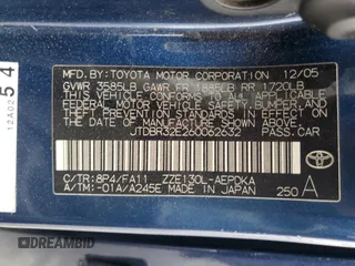 2006 Toyota Corolla CE with VIN JTDBR32E260062632, listed as a Copart auction lot 58434515 with 200,869 mi miles and Salvage title. Bid and sale history available at DreamBid. Image 12.