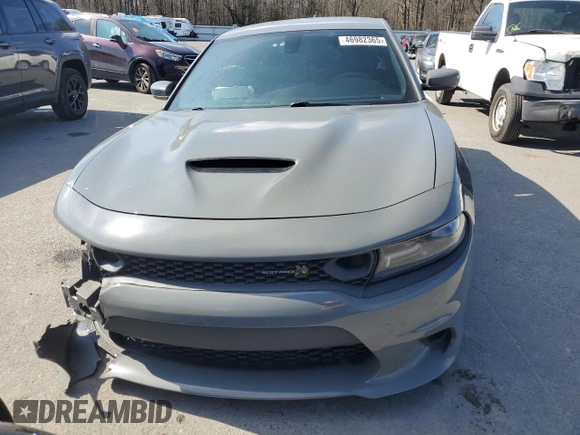 2019 Dodge Charger Scat Pack with VIN 2C3CDXGJ0KH614767, listed as a Copart auction lot 46982365 with 58,390 mi miles and Salvage title. Bid and sale history available at DreamBid. Image 5.