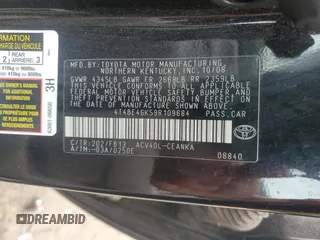 2009 Toyota Camry with VIN 4T4BE46K59R109684, listed as a Copart auction lot 55817425 with 150,572 mi miles and Clean Title. Bid and sale history available at DreamBid. Image 12.