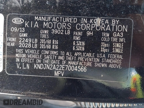 2014 Kia Soul with VIN KNDJN2A22E7004566, listed as a IAAI auction lot 41837857 with 127,809 mi miles. Bid and sale history available at carsss.com. Image 9.