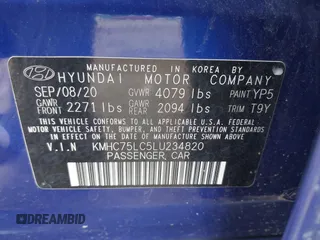 2020 Hyundai Ioniq SE z VIN KMHC75LC5LU234820, wystawiony jako IAAI lot #42238037 z przebiegiem 102 437 mil mil oraz . Historia ofert i sprzedaży dostępna na DreamBid. Obrazek 9.