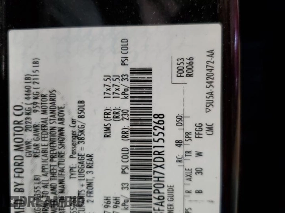 2013 Ford Fusion SE с VIN 3FA6P0H7XDR155268, выставлен на аукционе Copart как лот 51308525 с пробегом 205 141 миль миль и Чистый • Clean title. История ставок и продаж доступна на DreamBid. Изображение 13.
