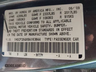 2009 Honda Accord LX-P with VIN 1HGCP264X9A163844, listed as a IAAI auction lot 42160946 with 286,806 mi miles and . Bid and sale history available at DreamBid. Image 9.