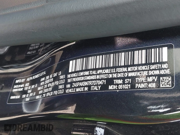 2024 Alfa Romeo Stelvio Veloce z VIN ZASPAKBN7R7D70471, wystawiony jako IAAI lot #41231215 z przebiegiem 30 393 mil mil oraz . Historia ofert i sprzedaży dostępna na DreamBid. Obrazek 9.