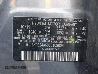 2020 Hyundai Accent SE with VIN 3KPC24A63LE109808, listed as a IAAI auction lot 41979487 with 101,806 mi miles. Bid and sale history available at carsss.com. Image 9.