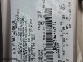 2007 Lincoln MKZ with VIN 3LNHM26T67R662112, listed as a Copart auction lot 76933334 with 159,130 mi miles and Salvage Title. Bid and sale history available at carsss.com. Image 12.