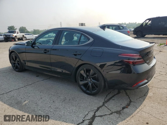 2023 Genesis G70 2.0T with VIN KMTG34TA7PU116043, listed as a Copart auction lot 59585225 with 8,021 mi miles and Salvage title. Bid and sale history available at DreamBid. Image 2.
