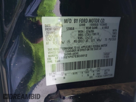 2007 Ford F-250 XL с VIN 1FTSW21P57EB33512, выставлен на аукционе IAAI как лот 42421359 с пробегом 278 243 миль миль и . История ставок и продаж доступна на DreamBid. Изображение 9.