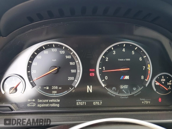 2016 BMW M5 with VIN WBSFV9C50GG343473, listed as a Copart auction lot 75559714 with 57,071 mi miles and Clean Title. Bid and sale history available at carsss.com. Image 9.