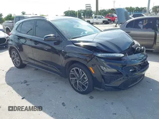 2022 Hyundai Kona N Line z VIN KM8K33A37NU868499, wystawiony jako IAAI lot #42375747 z przebiegiem 55 830 mil mil oraz . Historia ofert i sprzedaży dostępna na DreamBid. Obrazek 1.