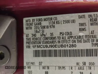 2014 Ford Escape Titanium with VIN 1FMCU9J90EUB01280, listed as a IAAI auction lot 41630208 with Not Provided miles. Bid and sale history available at carsss.com. Image 9.