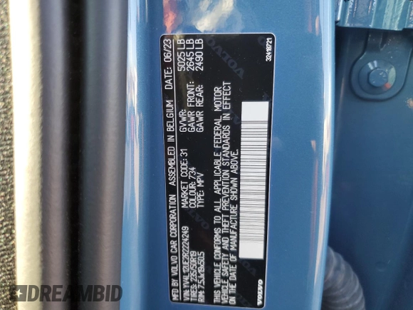 2024 Volvo XC40 Plus Bright Theme с VIN YV4L12UE2R2224249, выставлен на аукционе Copart как лот 81993444 с пробегом 10 429 миль миль и Списание • Salvage title. История ставок и продаж доступна на DreamBid. Изображение 13.