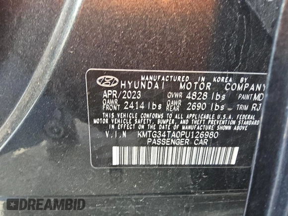2023 Genesis G70 2.0T with VIN KMTG34TA0PU126980, listed as a Copart auction lot 79108654 with 37,534 mi miles and Clean Title. Bid and sale history available at DreamBid. Image 12.