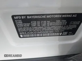2021 BMW X1 xDrive28i with VIN WBXJG9C01M5S06181, listed as a IAAI auction lot 42292167 with 55,966 mi miles and . Bid and sale history available at DreamBid. Image 9.