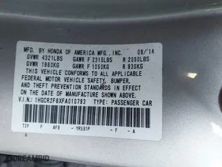 2015 Honda Accord Sedan EX-L with VIN 1HGCR2F8XFA010793, listed as a IAAI auction lot 41780141 with 204,031 mi miles. Bid and sale history available at carsss.com. Image 9.