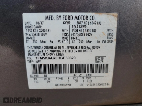 2017 Ford Police Interceptor Utility z VIN 1FM5K8AR0HGE30329, wystawiony jako Copart lot #50967265 z przebiegiem 156 692 mil mil oraz Szkoda całkowita • Salvage title. Historia ofert i sprzedaży dostępna na DreamBid. Obrazek 14.