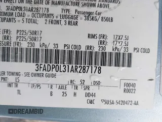 2010 Ford Fusion Hybrid с VIN 3FADP0L31AR287178, выставлен на аукционе IAAI как лот 42471647 с пробегом 104 108 миль миль и . История ставок и продаж доступна на DreamBid. Изображение 9.