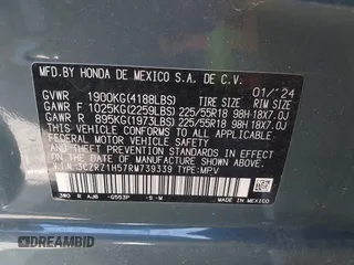 2024 Honda HR-V Sport with VIN 3CZRZ1H57RM739339, listed as a IAAI auction lot 40757746 with 15,687 mi miles. Bid and sale history available at carsss.com. Image 9.