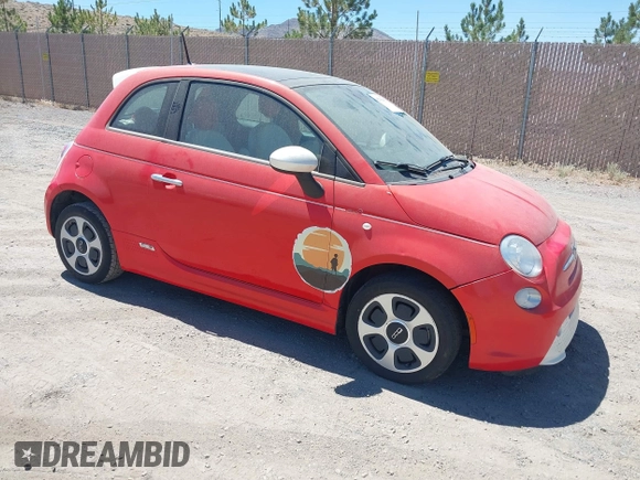 2014 FIAT 500e with VIN 3C3CFFGE7ET225188, listed as a IAAI auction lot 42773711 with 47,581 mi miles and . Bid and sale history available at DreamBid. Image 1.