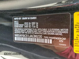 2018 BMW M4 with VIN WBS4Y9C51JAC86230, listed as a Copart auction lot 67757584 with 42,704 mi miles and Salvage Title. Bid and sale history available at carsss.com. Image 12.