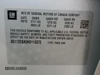 2017 Chevrolet Impala LS with VIN 2G11Z5SA5H9110372, listed as a Copart auction lot 63558774 with 163,645 mi miles and Salvage Title. Bid and sale history available at DreamBid. Image 12.
