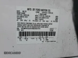 2022 Ford Edge SEL z VIN 2FMPK4J91NBA93741, wystawiony jako Copart lot #54619835 z przebiegiem 52 646 mil mil oraz Szkoda całkowita • Salvage title. Historia ofert i sprzedaży dostępna na DreamBid. Obrazek 13.