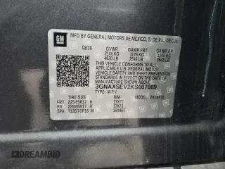 2019 Chevrolet Equinox LS with VIN 3GNAXSEV2KS607889, listed as a Copart auction lot 85197654 with 119,058 mi miles and Salvage Title. Bid and sale history available at DreamBid. Image 13.