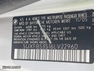 2006 BMW X5 4.4i with VIN 5UXFB53516LV22960, listed as a IAAI auction lot 41490908 with 281,285 mi miles. Bid and sale history available at carsss.com. Image 9.