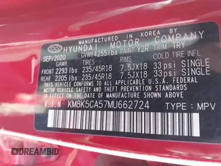2021 Hyundai Kona Ultimate with VIN KM8K5CA57MU662724, listed as a IAAI auction lot 41919686 with 61,426 mi miles and . Bid and sale history available at carsss.com. Image 9.