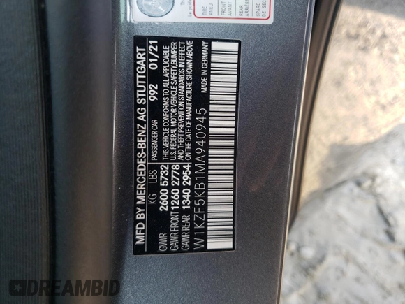 2021 Mercedes-Benz E-Class E 450 with VIN W1KZF5KB1MA940945, listed as a Copart auction lot 68541314 with 35,151 mi miles and Salvage Title. Bid and sale history available at carsss.com. Image 12.