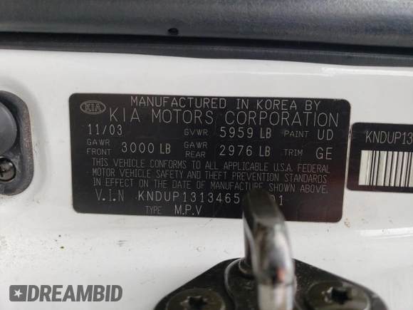 2004 Kia Sedona LX with VIN KNDUP131346544101, listed as a Copart auction lot 72207784 with 0 mi miles and Salvage Title. Bid and sale history available at carsss.com. Image 15.
