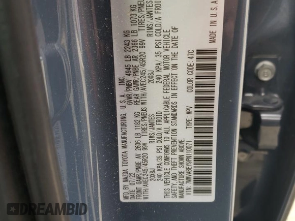 2023 Mazda CX-50 Premium Plus with VIN 7MMVABEY9PN110071, listed as a Copart auction lot 85790634 with 41,874 mi miles and Salvage Title. Bid and sale history available at DreamBid. Image 13.