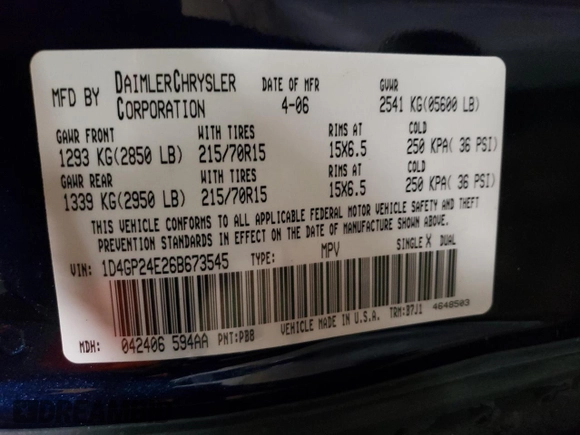 2006 Dodge Grand Caravan SE с VIN 1D4GP24E26B673545, выставлен на аукционе Copart как лот 56899775 с пробегом 77 687 миль миль и Списание • Salvage title. История ставок и продаж доступна на DreamBid. Изображение 13.