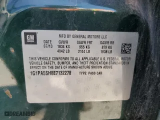 2014 Chevrolet Cruze LS with VIN 1G1PA5SH8E7132278, listed as a Copart auction lot 52595295 with 144,571 mi miles and Salvage Title. Bid and sale history available at carsss.com. Image 12.