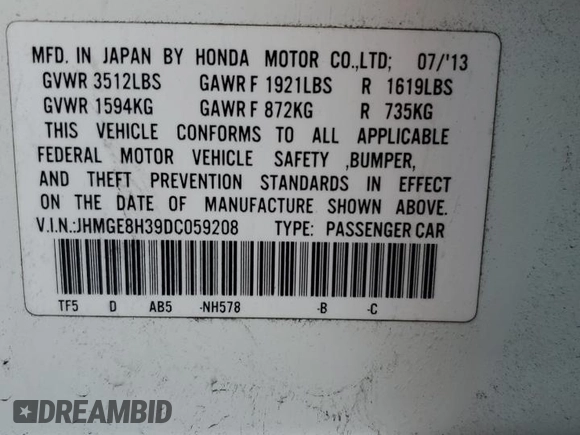 2013 Honda Fit with VIN JHMGE8H39DC059208, listed as a Copart auction lot 49907205 with 149,505 mi miles and Salvage Title. Bid and sale history available at carsss.com. Image 15.