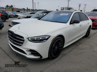 2023 Mercedes-Benz S 500 with VIN W1K6G6DB0PA182622, listed as a Copart auction lot 61988385 with 41,076 mi miles and Salvage title. Bid and sale history available at DreamBid. Image 1.