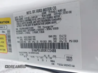 2013 Ford Fusion SE Hybrid with VIN 3FA6P0LU0DR123488, listed as a IAAI auction lot 41869121 with 176,287 mi miles. Bid and sale history available at carsss.com. Image 9.