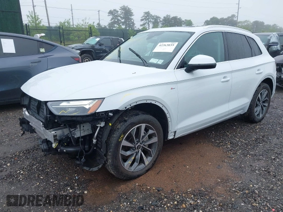 2023 Audi Q5 S line Premium Plus with VIN WA1EAAFY9P2089095, listed as a IAAI auction lot 42263035 with 10,279 mi miles and . Bid and sale history available at DreamBid. Image 22.