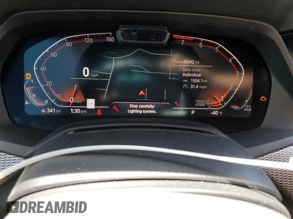 2020 BMW X5 sDrive40i with VIN 5UXCR4C0XLLT18537, listed as a Copart auction lot 52439585 with 45,042 mi miles and Salvage Title. Bid and sale history available at DreamBid. Image 9.