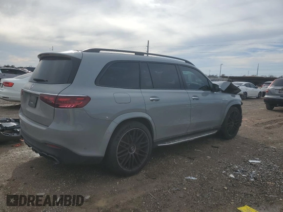 2024 Mercedes-Benz GLS 63 AMG with VIN 4JGFF8KE8RB072447, listed as a Copart auction lot 89404345 with 10,821 mi miles and Salvage title. Bid and sale history available at DreamBid. Image 3.
