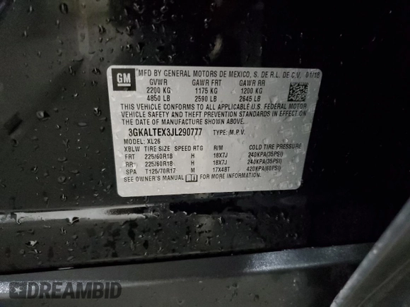 2018 GMC Terrain SLE with VIN 3GKALTEX3JL290777, listed as a Copart auction lot 46810135 with 52,437 mi miles and Salvage Title. Bid and sale history available at carsss.com. Image 15.