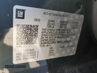 2019 GMC Yukon XL SLT with VIN 1GKS1GKC8KR149622, listed as a Copart auction lot 42877985 with 109,299 mi miles and Salvage Title. Bid and sale history available at carsss.com. Image 13.