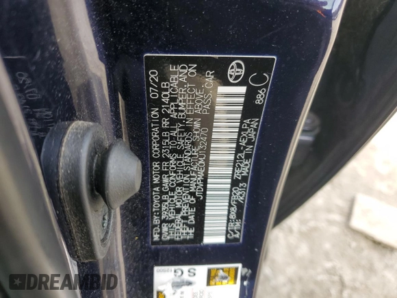 2021 Toyota Corolla LE with VIN JTDVPMAE0MJ132470, listed as a Copart auction lot 51667845 with Not Provided miles and Salvage Title. Bid and sale history available at DreamBid. Image 12.
