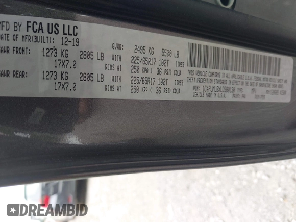 2020 Jeep Cherokee Latitude Plus with VIN 1C4PJMLBXLD580130, listed as a IAAI auction lot 42344240 with 82,814 mi miles and . Bid and sale history available at DreamBid. Image 9.
